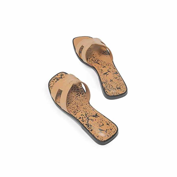 Women's Open Toe Leather Flat Slippers with Anti-Slippery and ...