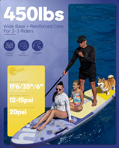 Planche à pagaie gonflable pour <span class=keywords><strong>vacances</strong></span> en <span class=keywords><strong>famille</strong></span> SUP 11'6''x35''x6'' pour la plage, le <span class=keywords><strong>lac</strong></span>, les sports nautiques, capacité 450 lbs, accessoires inclus - Product Image 3