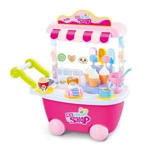 Di plastica di simulazione dessert negozio bambini ice cream carrello giocattoli con luce e musica HC473509