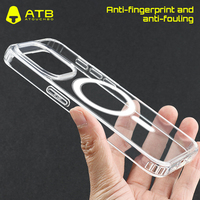 Coque de téléphone transparente en cristal ATB en gros pour iPhone 17 Pro Max, coque magnétique antichute pour iPhone 15 Pro Max
