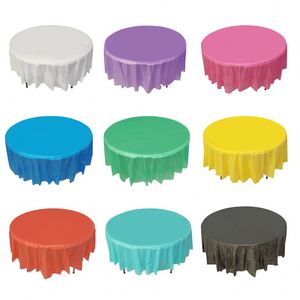 Best Selling OEM <b>Folding</b> <b>Round</b> Plastic Tablecloth Disposable Waterproof PEVA <b>Table</b> Cloth for Home - Product Image 6