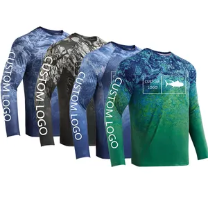 Custom made Mens Protection UV UPF 50+ Sublimation Long sleeve mesh Breathable Fishing Jersey Quick Dry Fishing Wear for Men