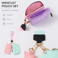 Dompet Koin Unisex Bahan Nylon Anti Air dengan Ritsleting, Tempat Kartu, Kantong Mini, Tempat AirPods, Gantungan Kunci, Cocok untuk Perjalanan