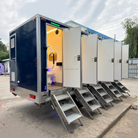 WC mobile de luxe à 5 stations, préfabriqué, portable, extérieur, personnalisé, remorque toilettes VIP