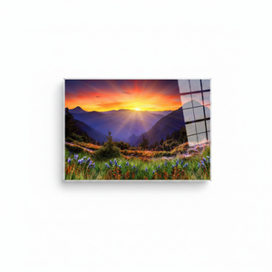 Printed <b>Canvas</b> Art Deco Panel Clear <b>Frame</b> Nature View Mountain Landscape Tempered Glass Wall Hanging - Product Image 2