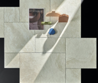 Carrelages de sol en porcelaine de pierre de chaux couleur beige différentes tailles mélanger les carreaux de céramique coupés en croix carreaux de surface mate