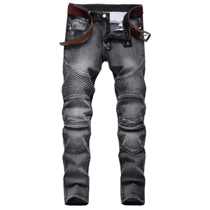 Fitspi Jeans en gros Pantalons en denim pour hommes Jeans de <span class=keywords><strong>moto</strong></span> nostalgiques Coupe ajustée Hipster Dropshipping pour Wish Ebay - Product Image 4