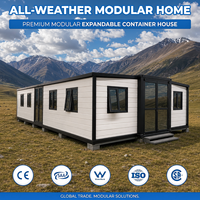 2 unités par conteneur extensible de 40HQ 20 pieds, maison préfabriquée compacte entièrement meublée avec 2 chambres, cuisine et salle de bain