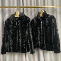 Winter Warme Herren-Nerzfell-PU-Lederjacke mit Tierdruck-Patchwork, Schwarzem Stehkragen, Reißverschluss und Laternenärmeln, ODM