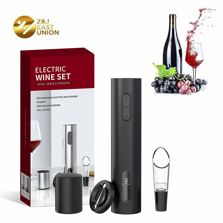 Vendita calda 4 in 1 accessori per vino Set apribottiglie cavatappi per vino rosso elettrico Micro Usb