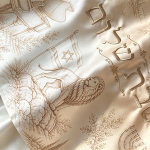 Cubierta de Pan Shabbat de Satén Ecológica con Estampado Personalizado, Diseño Judío de <span class=keywords><strong>Jerusalén</strong></span>, para las Cuatro Estaciones, con Juego de Kippah a Juego - Product Image 4