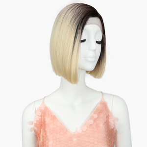Peluca Frontal de Cabello Sintético Transparente para Mujeres Negras y Blancas, Pelucas Bob Resistentes al Calor, Rubias, de <span class=keywords><strong>10</strong></span> Pulgadas, Lisas y Sedosas - Product Image 4
