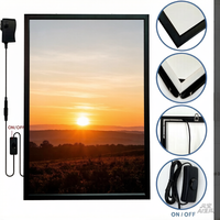 Boîtes lumineuses publicitaires en acrylique rétroéclairées par LED 16x24 18x24 avec cadre en aluminium noir mat à clipser pour affiches
