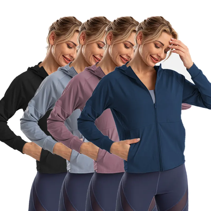 Großhandel Yoga Tops Komfortable Fitness Training Lauf kleidung Yoga Jacke Hoodie Sweat Shirts Für Frauen Frauen Hoodies