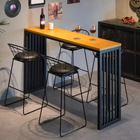 Table de bar industrielle en métal et bois Ensemble 4 tabourets à dossier haut Home Bar Restaurant