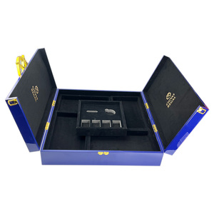 Custodia personalizzabile in legno MDF di alta qualità per Chips da Poker, piastrelle Mahjong-blu (opzione Logo adesivo) - Product Image 5