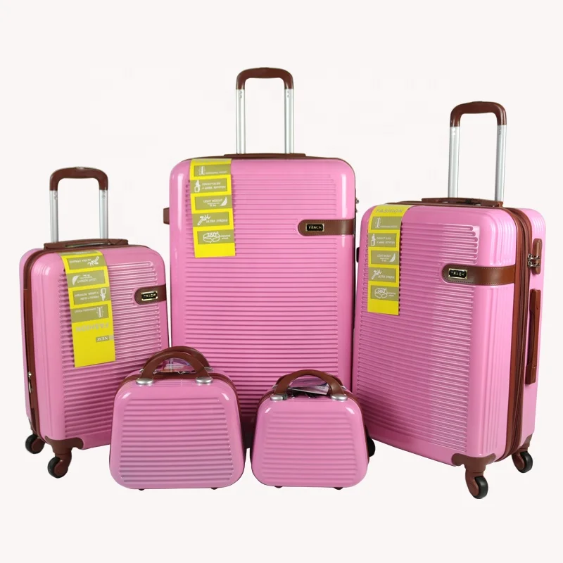 Китайский производитель, оптовая продажа, наборы чемоданов из АБС-пластика, розовый Дорожный чемодан из АБС-пластика 20 24 28 4