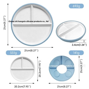Plato de Silicona de Grado Alimenticio con Ventosa Redonda de 20 cm, Antideslizante y Anticolisión, para Bebés, para el Aprendizaje de la Autonomía en la Alimentación - Product Image 2