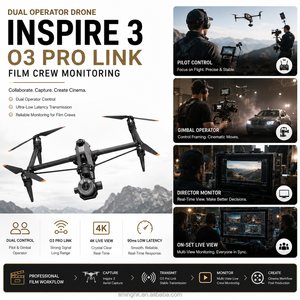 Drone Inspire 3 Dual Operator avec transmission vidéo O3 Pro et caméra FPV pour équipe de tournage, surveillance en direct et contrôle de production - Product Image 1