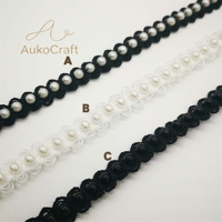 Ruban de dentelle élastique en polyester de 1 cm de large, orné de perles 3D faites à la main, garniture de dentelle étroite extensible pour chaussures, casquettes et robes