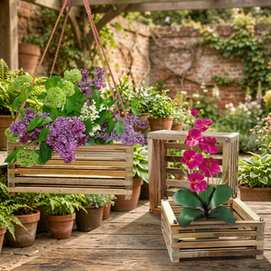 Pots en bois ORCHIDÉES NOUVEAU Ensemble de meubles en bois de teck naturel de 3 pièces, Décoration de pot en bois d'Indonésie, Pot en bois de teck - Product Image 2