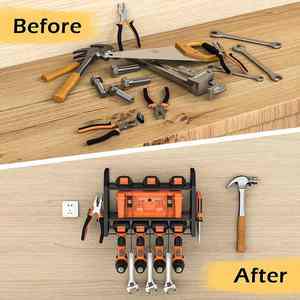 Outil de forage Étagère de rangement flottante <span class=keywords><strong>suspendue</strong></span> Organisateur d'outils électriques en métal à câble mural - Product Image 5