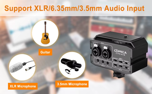 Adaptateur de mixage audio professionnel <span class=keywords><strong>Comica</strong></span> <span class=keywords><strong>CVM</strong></span>-AX3, préamplificateur, double port XLR/3,5 mm/6,35 mm, mini mixeur pour caméra, prend en charge l'alimentation fantôme - Product Image 6