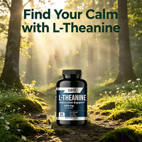 Capsules de L-Théanine, Complexe Adaptogène Double, Ashwagandha, Capsules de Soutien Relaxant