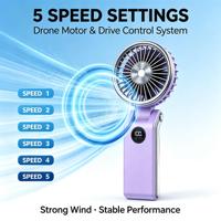 Ventilateur de bureau 235 °   Ventilateur de cou pliable à 5 vitesses, avec écran LED, 10 heures d'autonomie, idéal pour l'extérieur, le maquillage, la maison, le bureau et les voyages