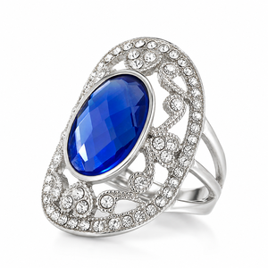 Anello Vintage Blu per Donne, Design Geometrico, Accessorio da Dito per Uso Quotidiano - Product Image 1