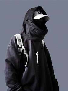 Felpe da uomo personalizzate con cappuccio Hip Hop Cyberpunk nero stile urbano stile giapponese Hombres Techwear bocca di pesce felpa con cappuccio per gli uomini - Product Image 4