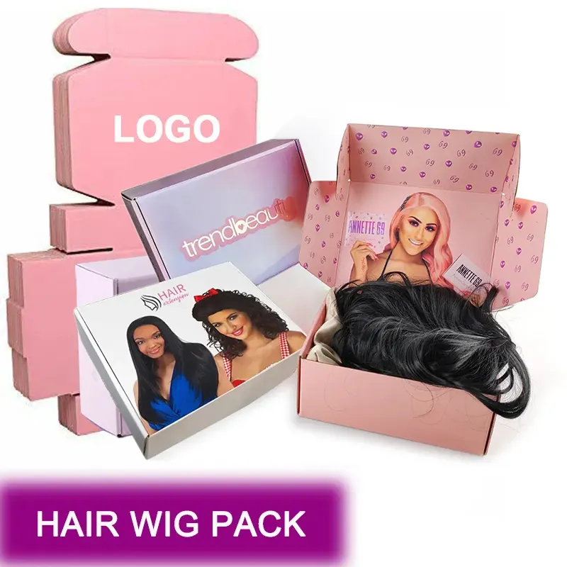 Custom Logo Print Wallet Belt Jewelry Shipping Boxes Magnetic Closure Luxury Gift Paper For Wigs Hair Extension Beauty Packaging