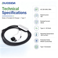   Chargeur EV Mode 2 J1772 16A 240V, faible consommation 3W en veille, ESG TPE 5m, auto-diagnostic, OEM Amérique du Nord