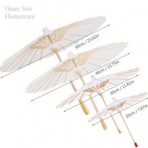 Parapluie en papier blanc en bambou chinois à faire soi-même, cadeau de mariage - Product Image 4