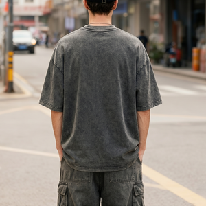 8003 Manufacturer Custom Vintage Washed Oversized T <b>Shirts</b> <b>Men</b> Heavyweight 100% Cotton Streetwear Graphic Printed Tops Tees - Product Image 3