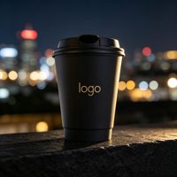 Gobelet en papier à double paroi jetable, estampage en relief, logo personnalisé en or, accepte les gobelets en papier de 8/12/16 oz pour les boissons chaudes