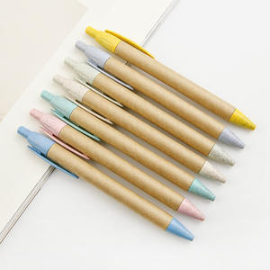 Custom Printed Eco-Friendly <b>Retractable</b> Ballpoint <b>Pen</b> Reusable Rolling Paper Made From Recycled Wheat Straw Gift - Product Image 5