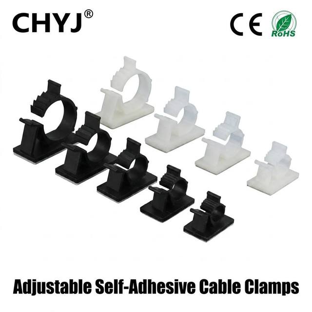 CHYJ Adjustable Self-Adhesive Cable Clamps PE Plastic Wire Organizer Clips Ratchet Lock Fastener for Cable Management CE RoHS