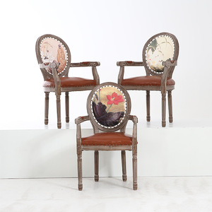Chaise <span class=keywords><strong>Louis</strong></span> <span class=keywords><strong>XVI</strong></span> de style français à dossier rond en bois massif de conception vintage pour salle à manger et restaurant - Product Image 3