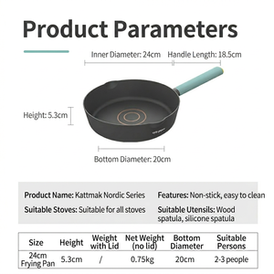 Poêle à frire en aluminium antiadhésive légère de 24 cm, design <span class=keywords><strong>nordique</strong></span>, base multicouche, écologique, pour 2-3 personnes, usage domestique - Product Image 5
