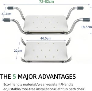 Duvara Monte Edilen Küvet Duş Koltuğu/alüminyum Alaşımlı Bank Yaşlılar İçin Uygundur, Tüm Kullanıcılar İçin Ayarlanabilir Uzunluk. - Product Image 3