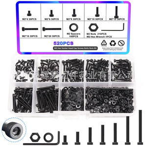 M2 Screws Nuts Washers Set 30pcs Each 4 6 8 10 12 16 20mm Black Carbon Steel Industrial Grade DIN912 Hex <b>Socket</b> - Product Image 4