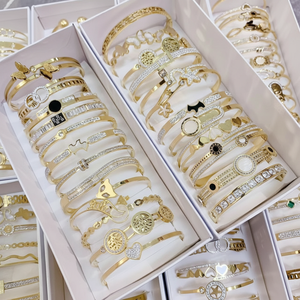 Accesorios de Zirconia, Acero Inoxidable Fino, Chapado en Oro de 18k, Regalo Moderno al por Mayor, Pulseras y Brazaletes de Joyería de Moda para Mujer - Product Image 2