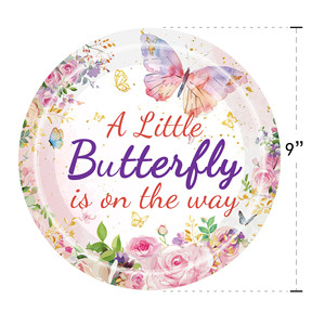 Kit de Artículos para Fiesta de Mariposas de Primavera, Platos de Papel, Vasos, Servilletas, Juego de Vajilla Desechable para Celebración de Baby Shower - Product Image 3