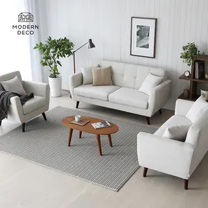 Pesanan kustom 1 2 3 set sofa tempat duduk furnitur ruang tamu sofa krem mudah dirakit nordic KD