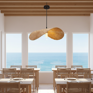 Lámpara de Techo Moderna Vintage Wabi-Sabi con Pantalla de Ratán Tejida a Mano en Blanco Cálido para Hoteles/Restaurantes/Espacios de Vida - Product Image 4