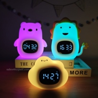 Hübsch Löwe einzigartiges Design Digitaler Wecker Nachttorn RGB Nachtlicht-Wecker Kinder Schlaf Trainer Kinder Wecker