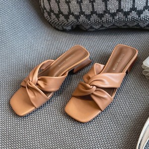 Nouvelles sandales d'été en cuir à brides croisées et talon bas pour femmes, style INS - Product Image 2