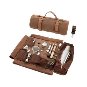 Bolsa de Lona Encerada de Lujo Resistente al Agua para Herramientas de Bar, Kit de Coctelería de 7 Pulgadas, Bolsa con Ruedas para Bartender, Correa para Llevar, 12+ Compartimentos - Product Image 1