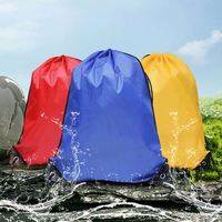 Sac à dos à cordon en polyester imperméable avec logo personnalisé, vente en gros, réutilisable, grande capacité, pour le sport, l'école, la gym, les voyages